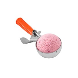 Restaurantware Met Lux - Cuchara para porciones de 8 onzas, 1 cucharada duradera para disher, gatillo para pulgar, color naranja, acero inoxidable, pa