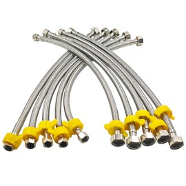 10PK 16 Inch Faucet Supply Lines, 3/8" Comp x 1/2" FIP Sink Hose Faucet Hose Connector, for toilet hose for Bathroom Kitchen Water Supply with Stainless Steel Braided Supply Line & Faucet Hose Wrench