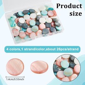 HOBBIESAY 4 Strang Natürliche Muschelperlen 4 Farben Flache Runde Muschelperle Muscheln Bastelperle Weiße Muschelperlen Stränge Bunt Zur Schmuckherstellung Armbandzubehör Basteln