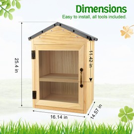 Outdoor Library Box Literature Exchange Box Outdoor Book Storage Little Wood Cabinet for DIY, Neighborhoods Community and Schools Sharing Books, Literature and Newspapers（A）