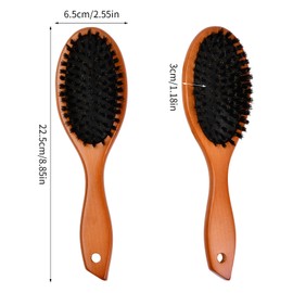 Wisebom Boar Bristle Hair Brush, Wooden Brush, Curling Brush, Hair Brush for Works with All Hair Types, Antistatic Boar Bristles, Hair Brush, Gives Hair Shine and Texture