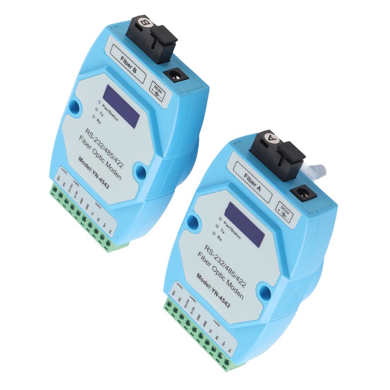 2Pcs RS485/422/232 Fiber Optic Converter Bidirectional Transimitter Receiver Modem Transmission
