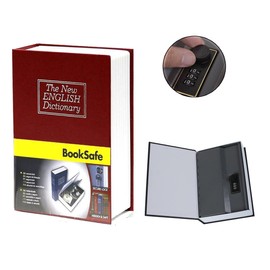 Secret Book, Hidden Safe with Lock, Secret Box, Tikono Home Dictionary Diversion Book Safe with Combination Lock, Security Money/Cash Jewelry Gun, Password, Red