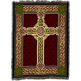 Pure Country Weavers Celtic Cross Blanket Throw Woven from Cotton - Made in The USA (72x54)