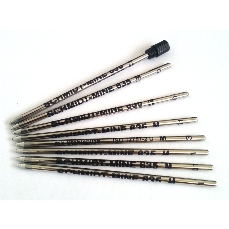 8 x Schmidt 635M Mini Ball Pen Refill - Black