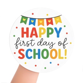 Happy First Day of School Gift Stickers, Round 1.6" Welcome Back to School Favor Labels, Teacher Gift Stickers for First Day of School, First Day of School Party Favors Present Decor,60PCS