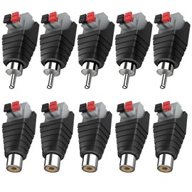tunghey 10Pack Speaker Phono Wire Cable to Audio Male Female RCA Connector Adapter Plug Jack (5 Male and 5 Female)
