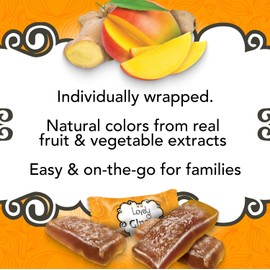 Lovely Candy Co. Mango Ginger Chews, Made with Real Ginger, Individually Wrapped, 5oz (12-Pack) | Gluten-Free, Non-GMO, NO Artificial Ingredients, NO High Fructose Corn Syrup