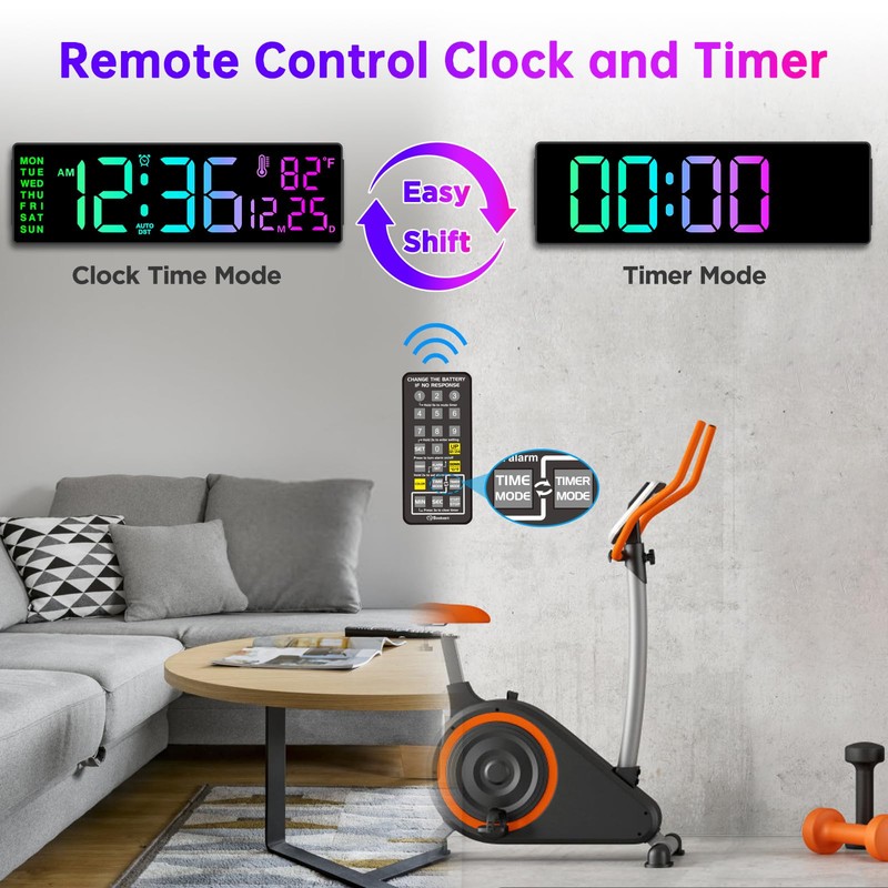 Soobest 14.2" Large Display Digital Wall Clock with Date Day