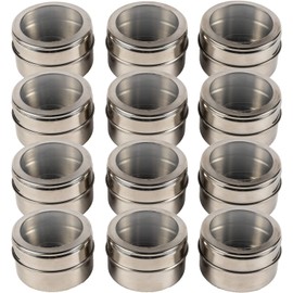 Magnetic Spice Tin Set Stainless Steel Spice Jars | Herb Pots | Seasoning Shakers | Spice Containers with Lid