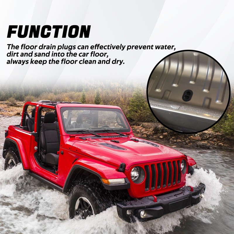 KPALAG 4PCS Car Floor Drain Plugs Compatible with Jeep Wrangler