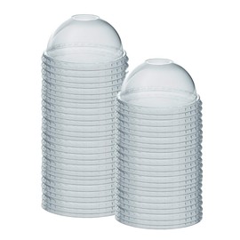 GUSTO [100 Count] Clear PET Plastic Dome Lids With Straw Slot for 12, 16, 20 & 24 oz. Milkshake Cups
