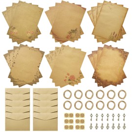 Mililanyo Vintage Paper and Envelopes 24 Sheets of Antique Looking Papers & 12 Antique Style Envelopes Classic Aged Paper Design 6 Unique Design- Vintage Printing Paper, Vintage Writing Paper