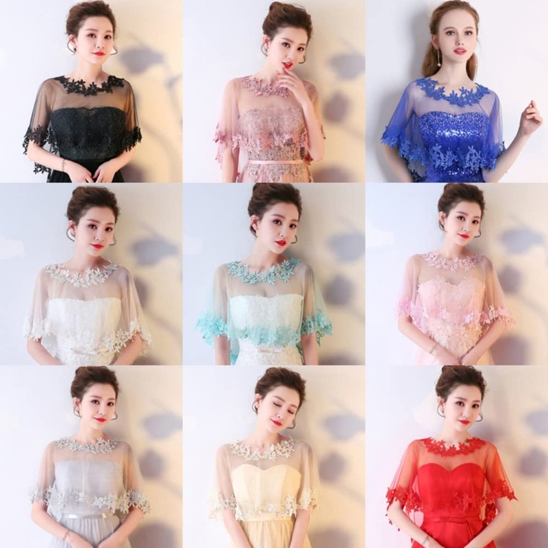 Women's Wedding Jackets Lace Bridal Bolero Shawl Tulle Cape for
