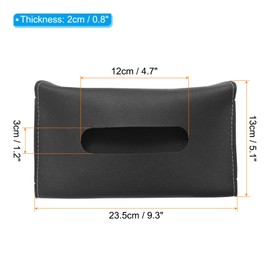 PATIKIL Car Tissue Holder, PU Leather Rectangle Napkin Paper Towel Dispenser Box Case with Elastic Strap for Car Sun Visor Seat, Black