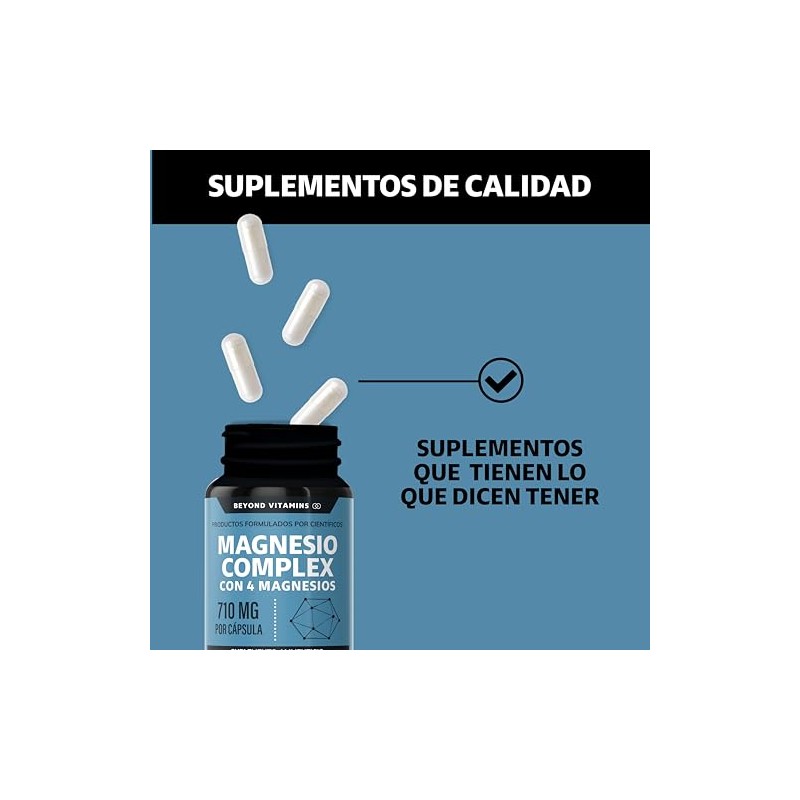 Beyond Vitamins | Magnesio Complex | CON 4 MAGNESIOS: Citrato,