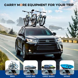Wonderdriver Lockable Roof Rack Cross Bars 220lb Compatible with 2014-2019 Toyota Highlander XLE Limited & SE & LE Plus & LE with Anti-Theft Metal Heavy Duty Crossbars Black Rooftop Luggage Carrier