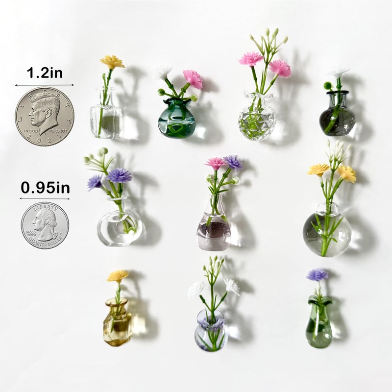 Cute Mini Vase Magnets for Fridge, Flower Pot Magnet, Tiny