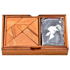 Tangram 2 Player, Chinese Wooden Puzzle with 7 Pieces, Tangram Puzzle Battle for 2 Players to Puzzle the Bet with Tangram Templates, Laying Puzzle, Children's Puzzle, Family Puzzle, School