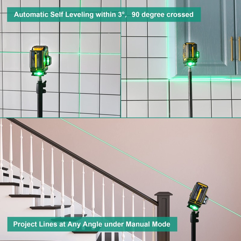 INSPIRITECH Floor Laser Level Self Leveling,3x360 Horizontal Vertical Cross Line