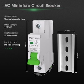 KERWINN DC Miniature Circuit Breaker 12V-110V Circuit Breaker 1Pole 32Amp Smart Circuit Breaker DIN Rail Mount for Battery Power Systems,Solar photovoltaic Systems(C32A)