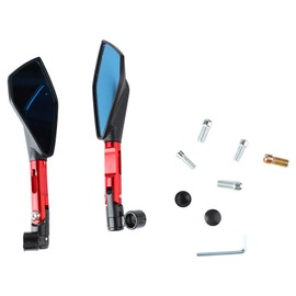 Rear View Side Mirrors Durable Aluminum Alloy Motorcycle Side Mirrors Universal for Electric Vehicle and Motorbike Red