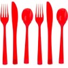 Unique UK 39484 Assorted Plastic Reusable Cutlery Set 18 Pcs, Ruby Red, Pack of 18