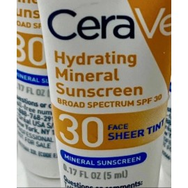CeraVe Hydrating Mineral Sunscreen Face Sheer Tint ~ Travel Size .17oz ~ Lot X5