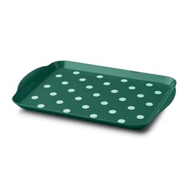 Zeal - Bandeja de melamina para Servir Alimentos con Asas y Bordes labiales, Bandeja de Regazo de Lunares de 30 x 21 cm, Verde Bosque