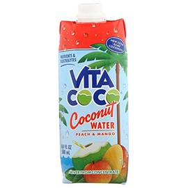 Vita Coco Coconut Water, Peach & Mango, Naturally Hydrating Electrolyte Drink, Smart Alternative to Coffee, Soda and Sports Drinks, Gluten Free, 17 Oz (Pack of 12)