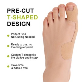Bukihome Pre-Cut Kinesiology Tape for Feet – 12 Pcs Big Toe Support Tape, Elastic Cushioning & Breathable Latex-Free Tape