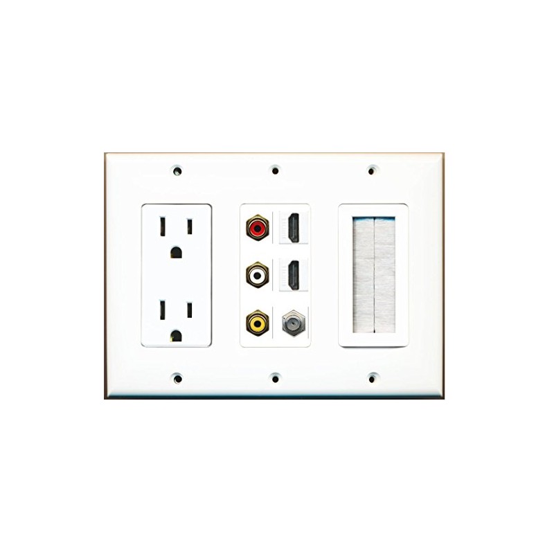 RiteAV - (3 Gang) 15A Power Outlet Mesh-Brush 2 HDMI