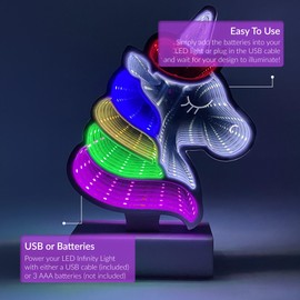 Gleneagles Unicorn Infinity Light - Neon Sign Making The Perfect Girl Gaming Accessories for Room. Cute Bedroom Accessories, Stunning Gaming Room Accessories with Infinity Effect. Desk Accessories.