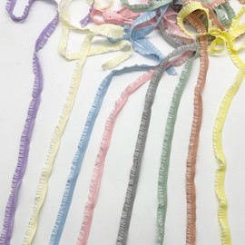 8.7 Yards Elastic Ruffle Lace Trim, Stretch Ruffle Ribbon, 8 Colors 3/8 Inch Wide Narrow Ruffle Edge Lace Ribbon for Clothes Pillowcase Decorations and Gift Wrapping