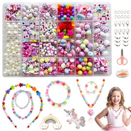 Juznoy Beads for Threading, DIY Bracelets, DIY Children Birthday Gift, for Girls (3 Grid Beads, 2 Grid Letter Beads)