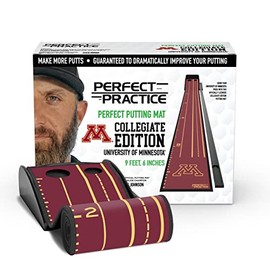 PERFECT PRACTICE Putting Mat Collegiate Edition - Univ. of Minnesota - Indoor Golf Putting Green with 2 Holes for Practicing at Home or in The Office - Gifts for Golfers - Golf Accessories for Men