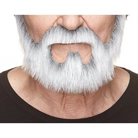 Mustaches Self Adhesive Fake Beard, Novelty, On Bail False Facial, Costume Accessory for Adults, Gray with White Color