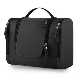 FOREGOER Large travel toiletry bag for hanging up for men and women Nylon, 1 black