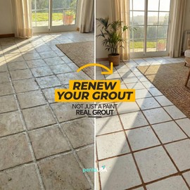 PentaUSA Tile Grout Repair Kit - Beige Brown Premixed Acrylic Sanded Grout, Waterproof Grout Filler for Bathroom & Shower, Fast Drying, Covers ~44 Sq Ft, with Applicator, 13.4 oz (380g)