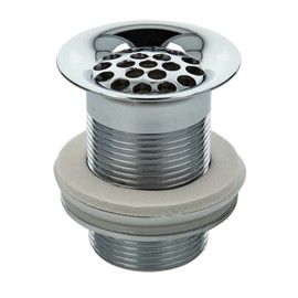 tecuro Shaft Valve, Drain Fitting with Hole Inlet, Connection 1 1/4 Inch, without Overflow, Chrome-Plated Brass - for Washbasins