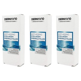 Derma V10 Anti-Ageing Collagen Wrinkle Filler With Hyalauronic Acid, Algae Extract & Shea Butter (3 Pack)