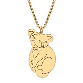 DALANE Stainless Steel Cute Bear Koala Necklace Fashion Pendant 18K Gold-Plated Animals Jewellery Koala Gifts for Women Girls Charms, Stainless Steel, No Gemstone
