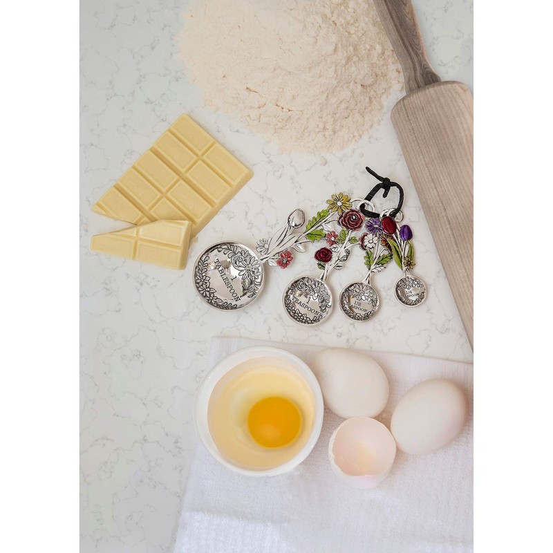Ganz 4-Piece Measuring Spoons Set - Colorful Flower Bouquet
