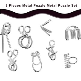 8 Pieces Metal Puzzles For Adults,Metal Puzzle,Metal Puzzles,Brain Teaser Metal Wire Puzzles,Mini Metal Puzzles,Iq Metal Puzzle,Metal Puzzles For Kids,Metal Puzzles Set,Suitable For Kids,Adults