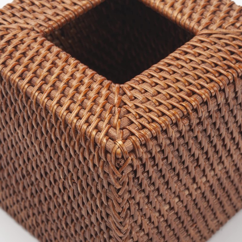 DECRAFTS Rattan Tissue Box Cover Natural Woven Facial Napkin Holder