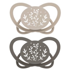 nip - Butterfly | 0-6 Months | Pack of 2 | Breastfeeding Friendly, Tooth-Friendly Baby Dummy Including Dummy Box. Sustainable Dummy with Soft Silicone Teat, Brown/Beige