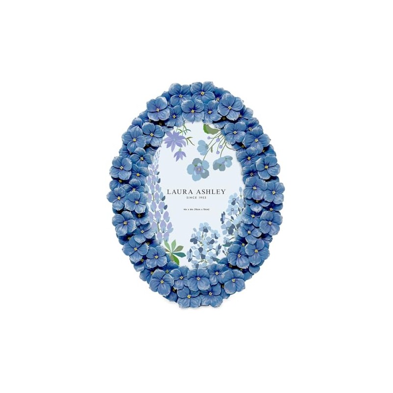 Laura Ashley 4x6 Blue Hydrangea Flower Textured Hand-Crafted Resin Oval