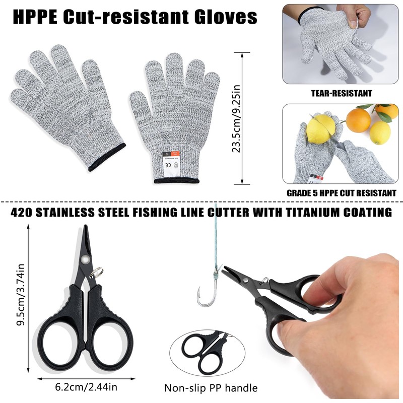 GPUSFAK 10 Pieces Fillet Set, Stainless Bait Knife With Sharpening