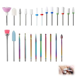 24Pcs Nail Drill Bit Set - Professional Ceramic & Diamond Carbide Bits for Acrylic/Gel Nails - Cuticle Remover, Manicure & Pedicure Tools - Salon & Home Use