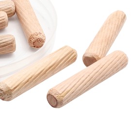HARSKIYER 120pcs Hardwood Wood Dowel Pins, 3/8" x 2" Fluted Wood Dowels Rods Crafts Dowel Pegs for Woodworking Furniture Door Arts and Crafts DIY Projects, Straight Grooved